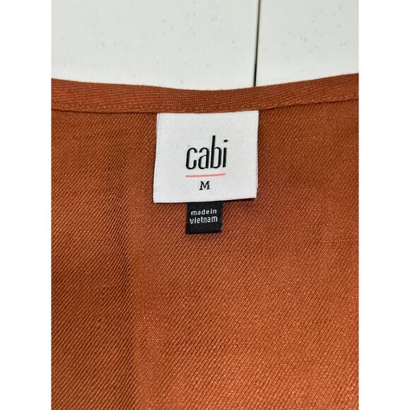 Cabi Top‎ Womens Medium Brown Sienna Cruise Sleeveless Linen Button Up Layers - Picture 6 of 10